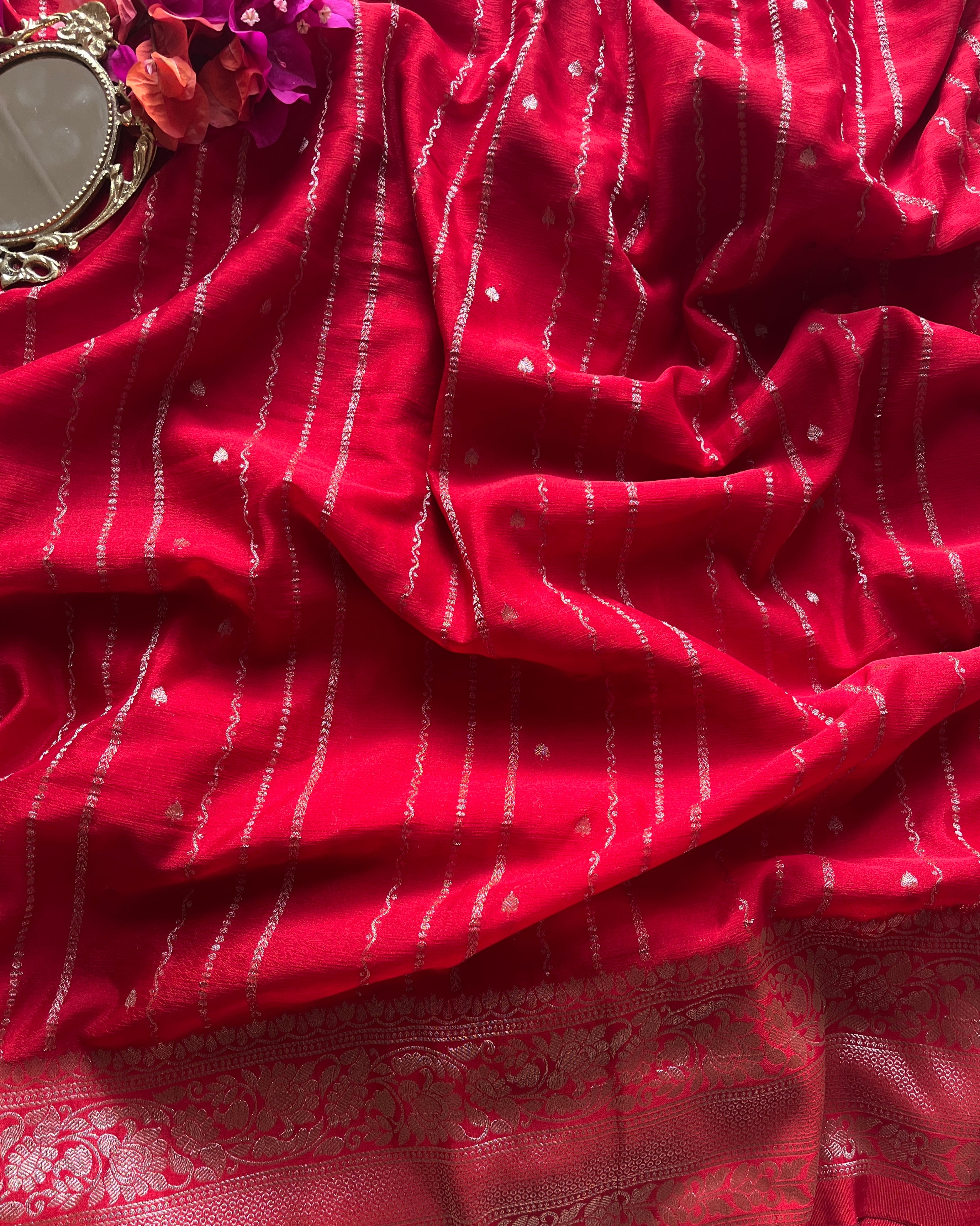 Red Chiffon Silk Saree